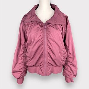 Athleta Point Reyes II Mauve Dusty Rose Zip-Front Bomber Jacket Windbreaker L